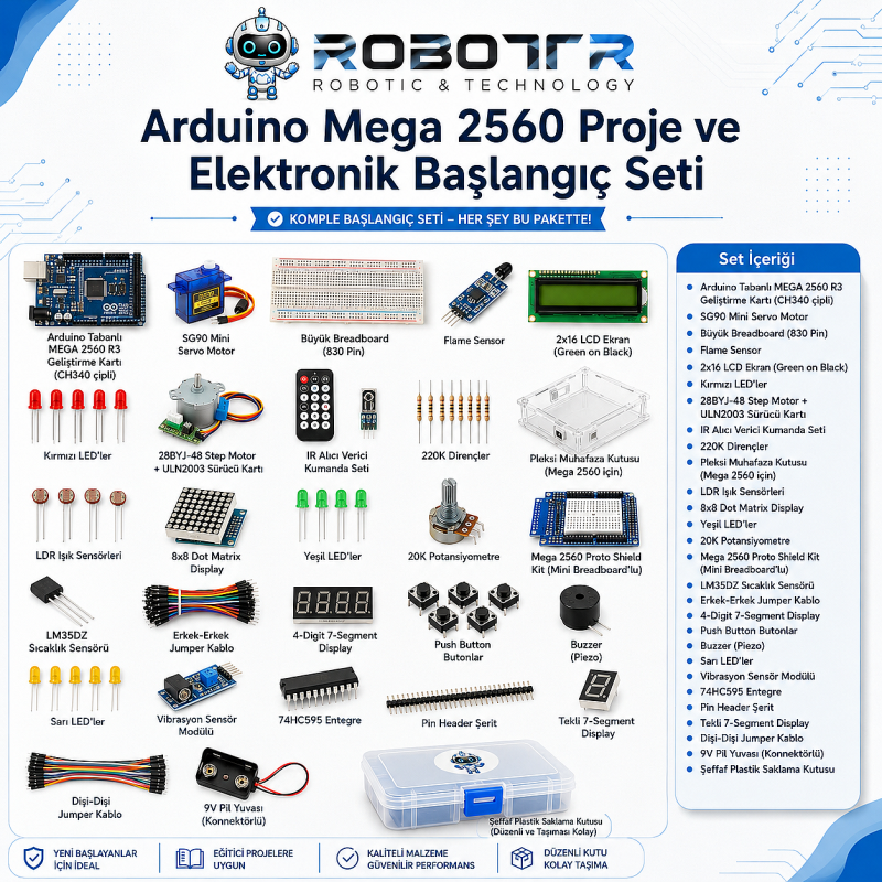 Arduino Mega 2560 Proje ve Elektronik Başlangıç Seti