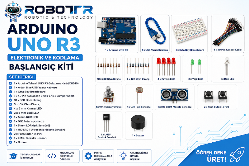 Arduino UNO R3 Elektronik ve Kodlama Başlangıç Kiti
