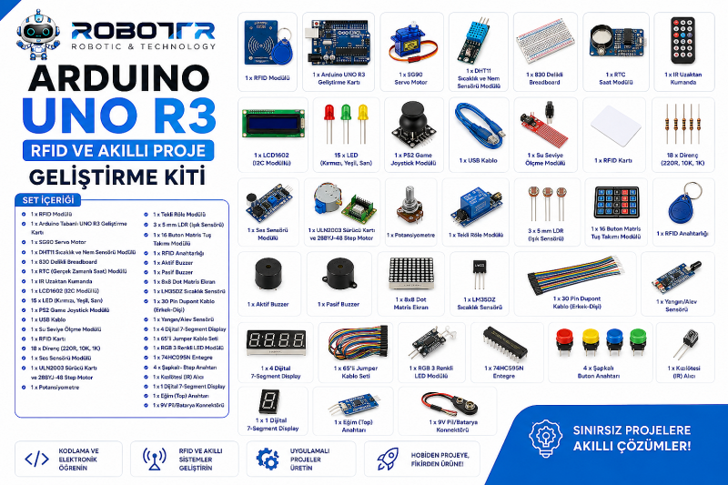 Arduino UNO R3 RFID ve Akıllı Proje Geliştirme Kiti