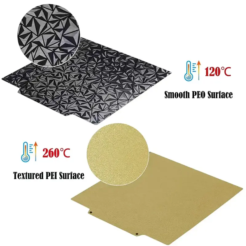 Çift Taraflı Yay Çeliği PEI Baskı Plakası 310×315 mm – Elmas Dokulu, Manyetik Tabansız - 2