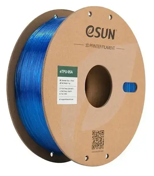 eSUN Esnek TPU 95A Filament 1.75mm 1Kg - Transparan Mavi