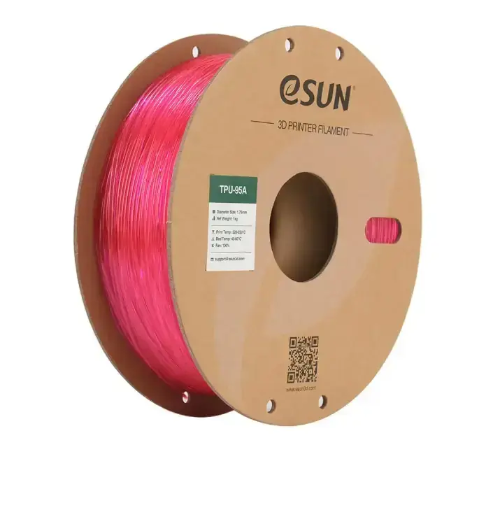 eSUN Esnek TPU 95A Filament 1.75mm 1Kg - Transparan Pembe