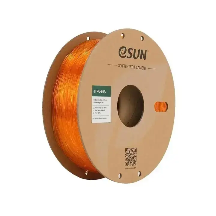 eSUN Esnek TPU 95A Filament – Transparan Turuncu 1.75mm (1Kg)