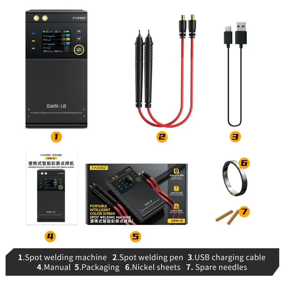 FINIRSI SWM-10 Akıllı Renkli Ekranlı Taşınabilir Pil Nokta Punta Kaynak Cihazı - 3