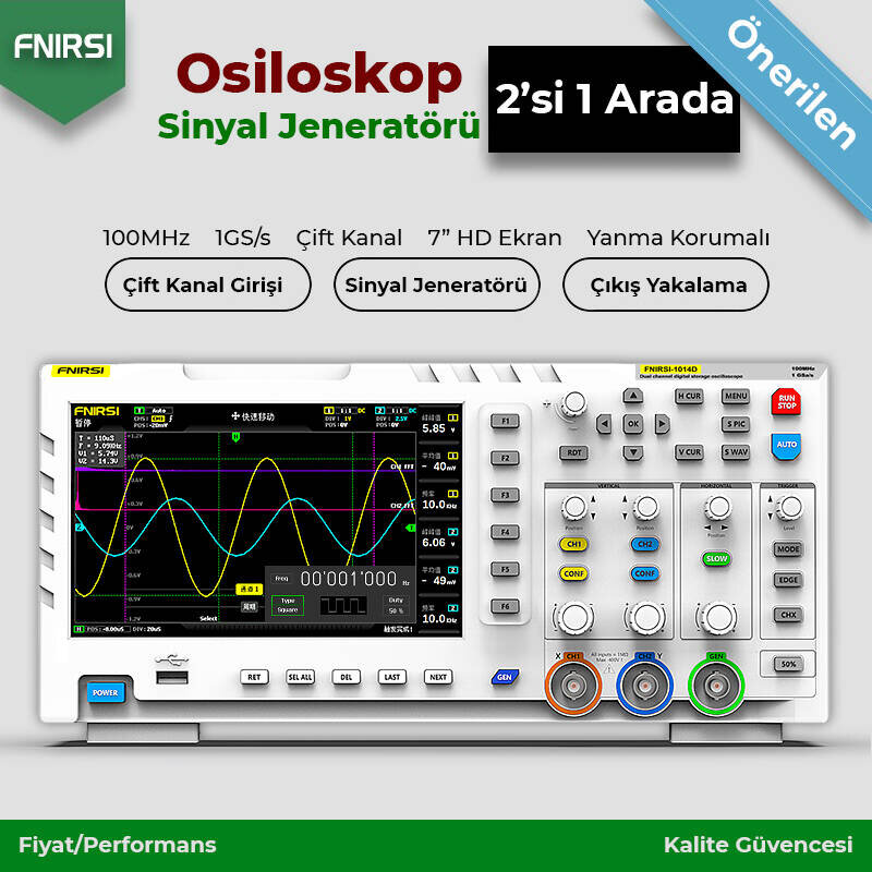 FNIRSI 1014D Pro 2 Kanal Renkli Ekranlı Dijital Osiloskop ve Fonksiyon Jeneratörü - 3
