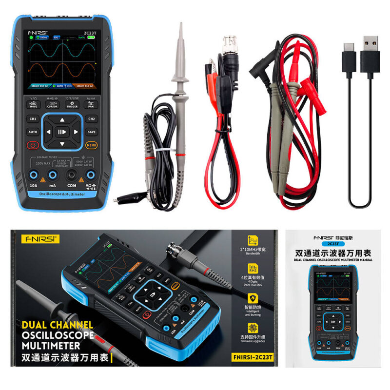 FNIRSI 2C23T Pro 3-ü-1 Arada Tablet Tipi Osiloskop, Multimetre ve Sinyal Jeneratörü - 3