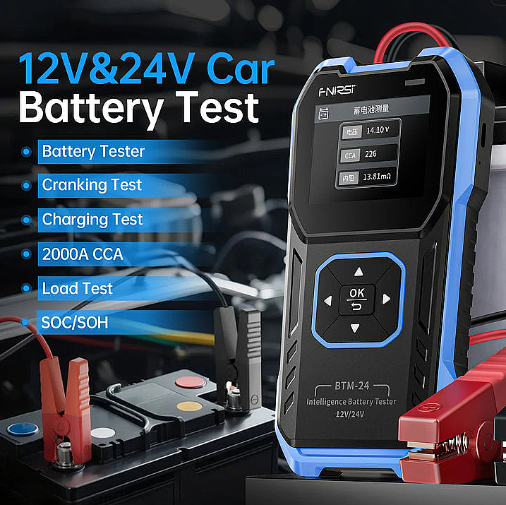 FNIRSI BTM-24 12V24V Dijital Akü Test Cihazı (0-2000 CCA, Marş ve Şarj Testi) - 2