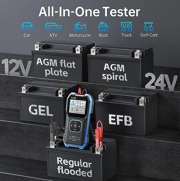 FNIRSI BTM-24 12V24V Dijital Akü Test Cihazı (0-2000 CCA, Marş ve Şarj Testi) - 4
