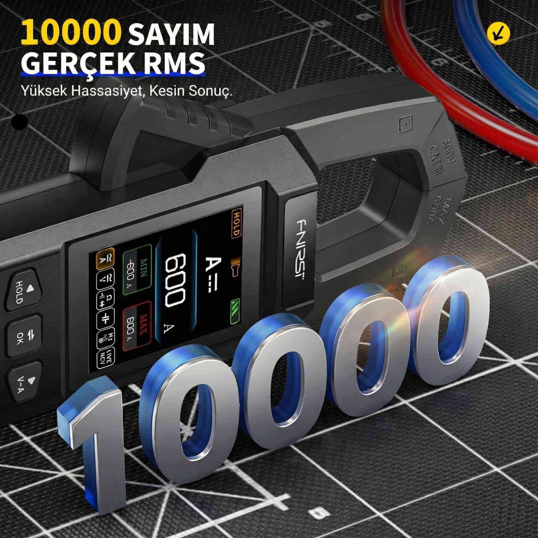 FNIRSI DMC-100 10000 Sayımlı True RMS Akım Gerilim Pens Metre – TFT Ekranlı Dijital Multimetre - 3