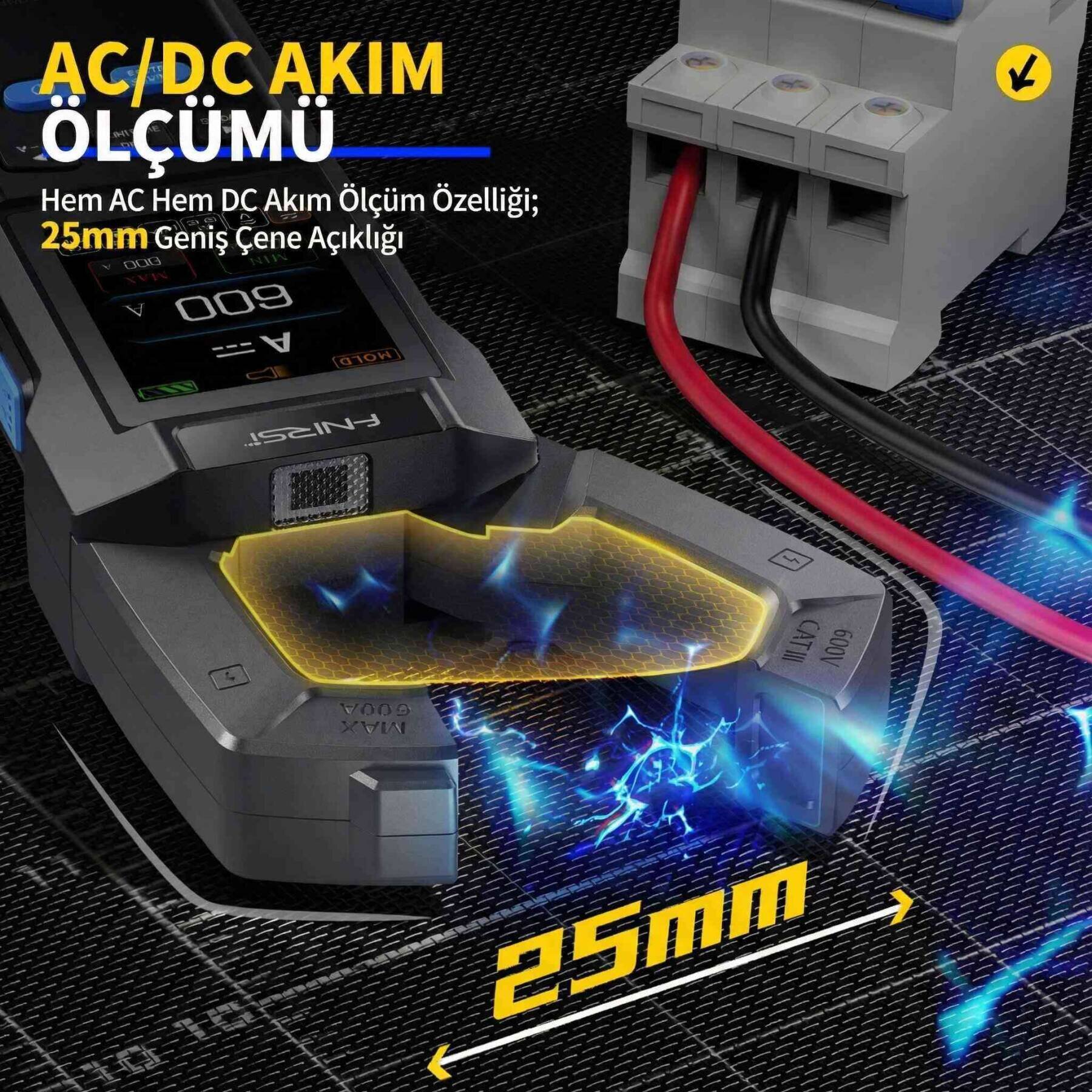FNIRSI DMC-100 10000 Sayımlı True RMS Akım Gerilim Pens Metre – TFT Ekranlı Dijital Multimetre - 4