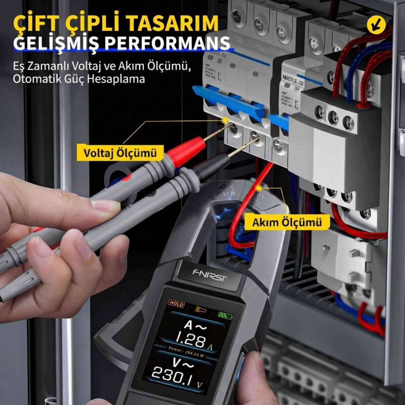 FNIRSI DMC-100 10000 Sayımlı True RMS Akım Gerilim Pens Metre – TFT Ekranlı Dijital Multimetre - 5