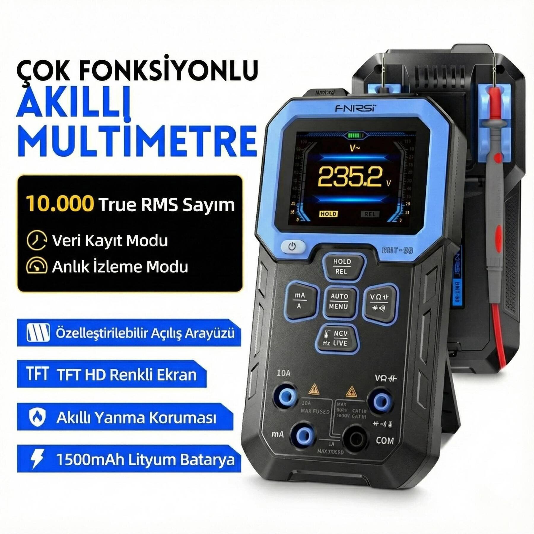 FNIRSI DMT-99 Yüksek Hassasiyetli Çok Fonksiyonlu Akıllı Dijital Multimetre - 5