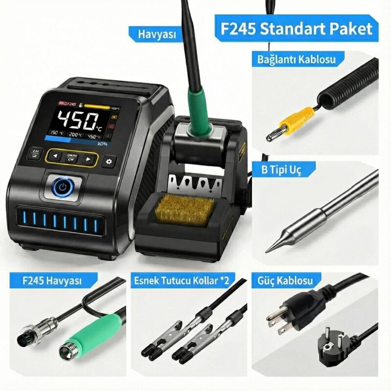 FNIRSI DWS-200 F245 Standart Tip Lehimleme İstasyonu – Dengeli Isı ve Stabil Performans