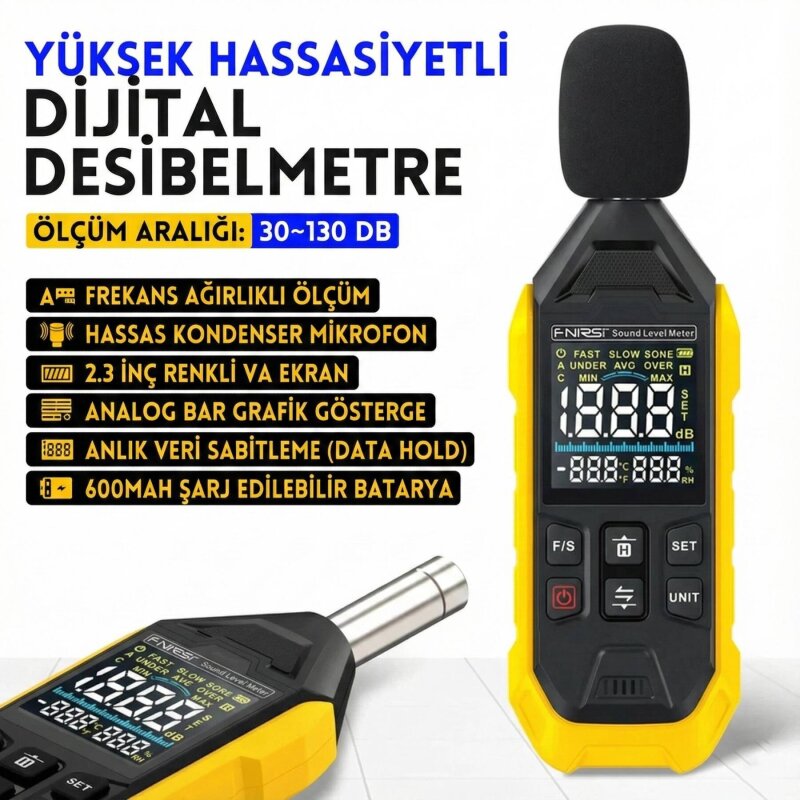 FNIRSI FDM-01 Dijital Ses Seviyesi Ölçer – Gürültü ve Desibel Metre - 5