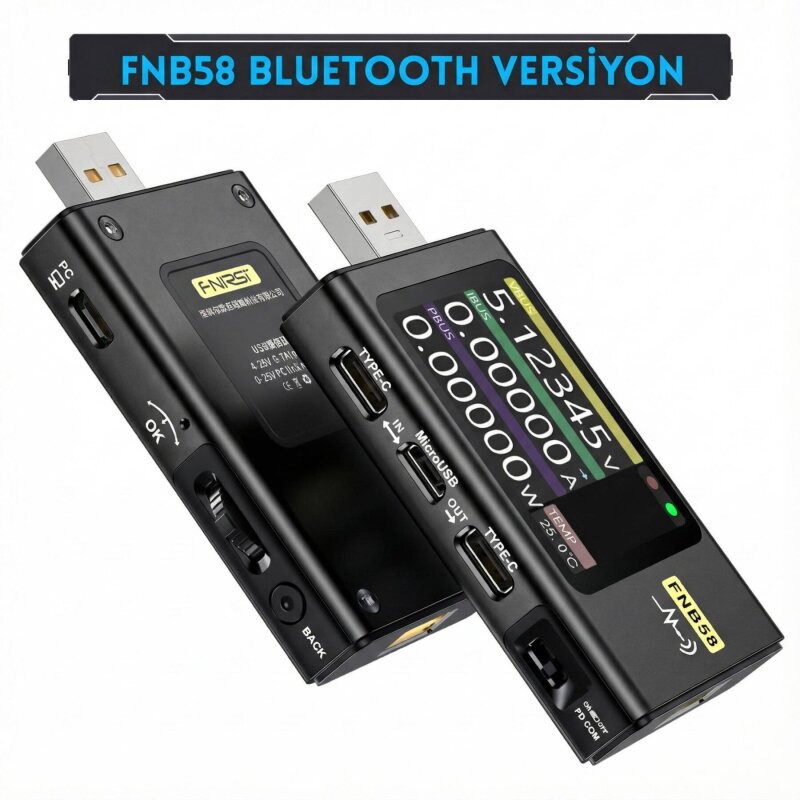 FNIRSI FNB58 Bluetooth USB Güç Ölçüm ve Test Cihazı