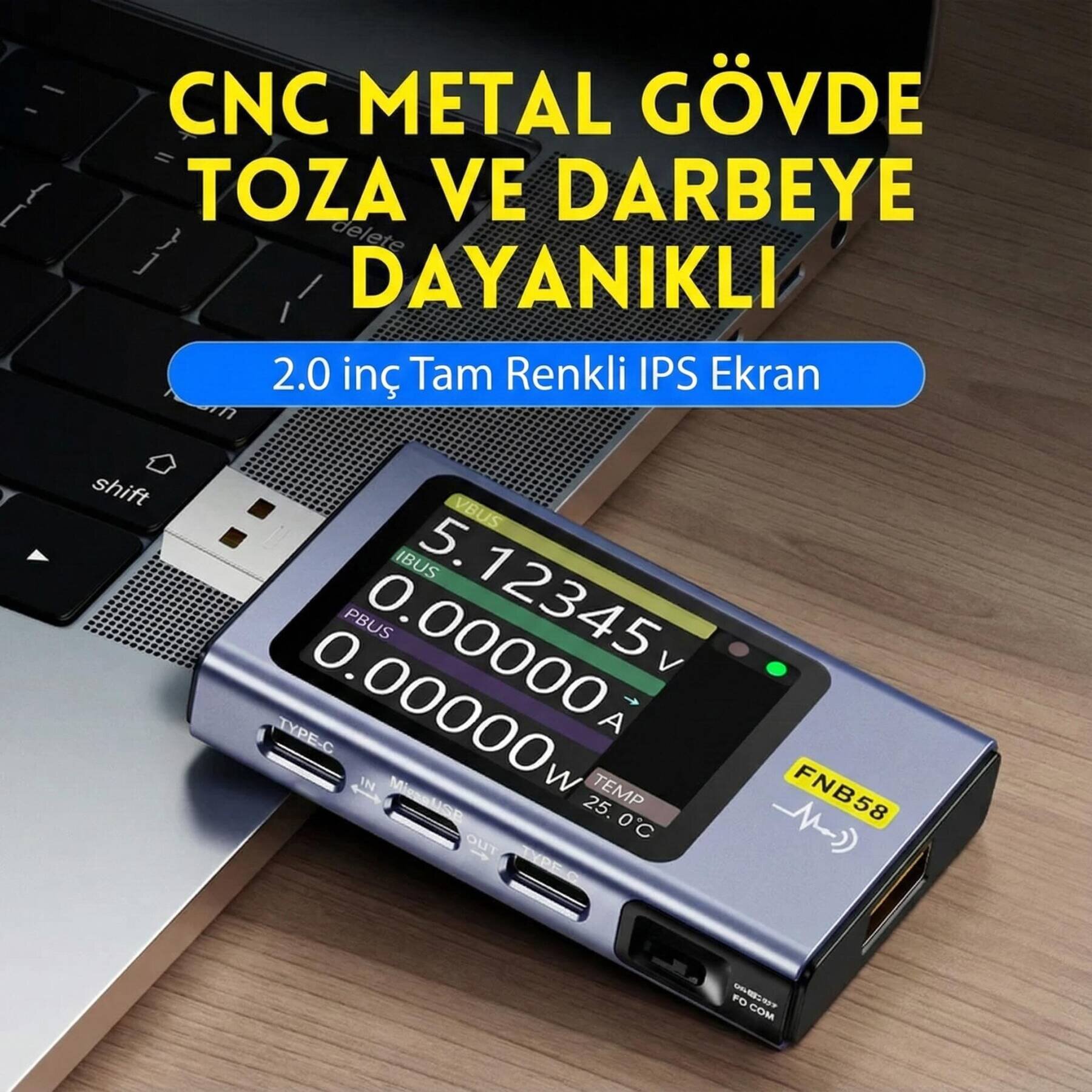 FNIRSI FNB58 Bluetooth USB Güç Ölçüm ve Test Cihazı - 3
