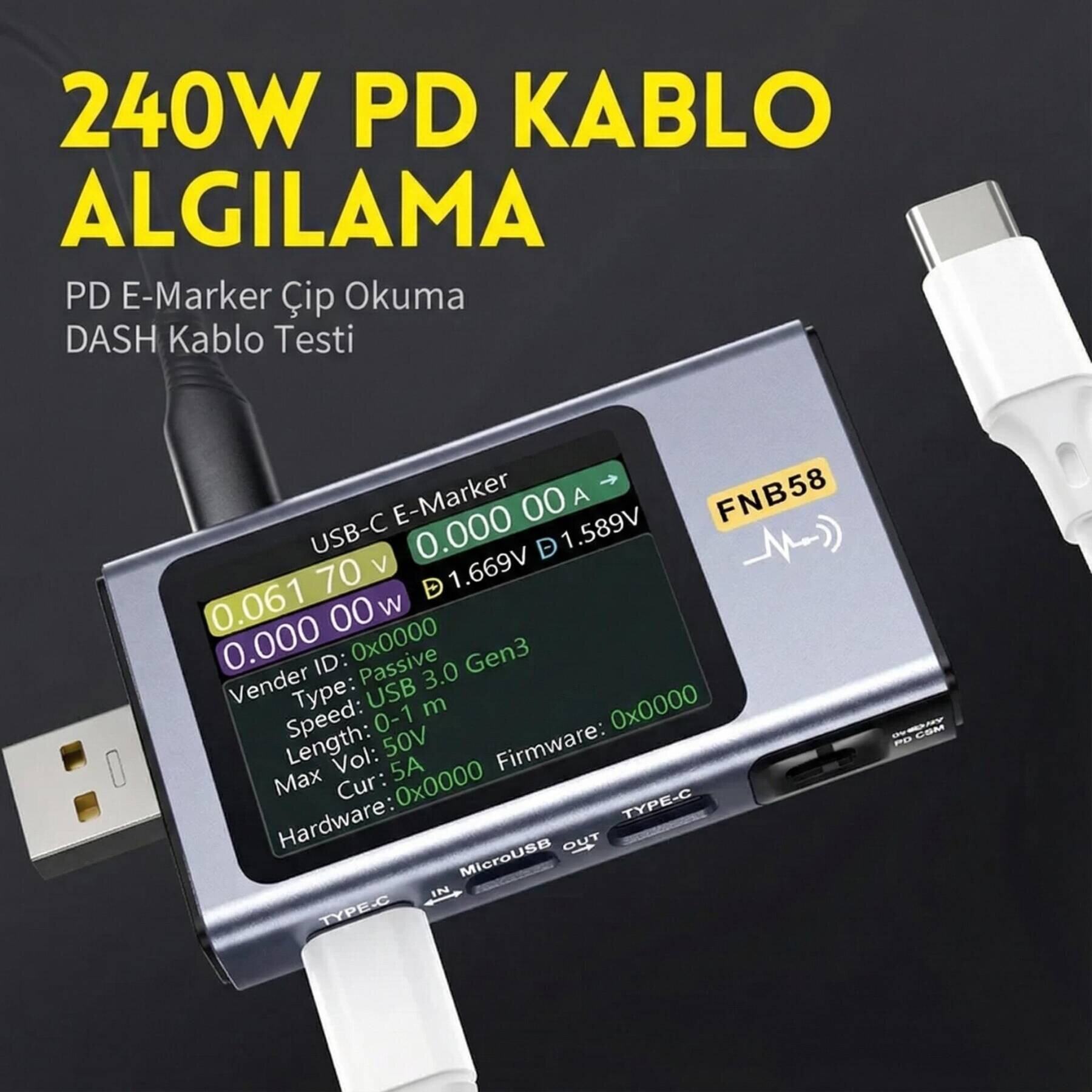 FNIRSI FNB58 Bluetooth USB Güç Ölçüm ve Test Cihazı - 4