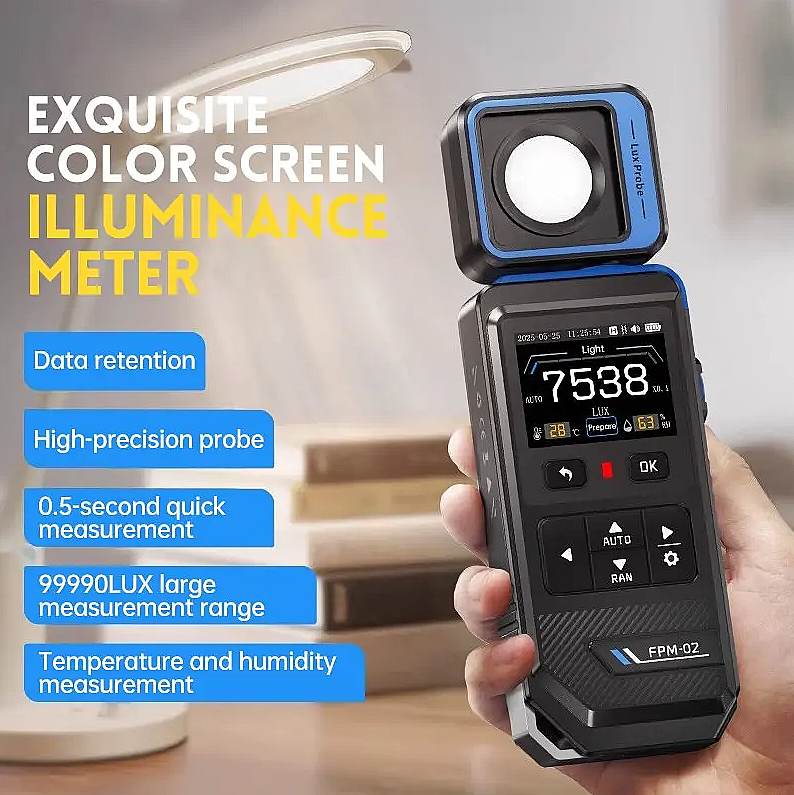 FNIRSI FPM-02 Dijital Lüksmetre 0-99990 Lux (180° Dönen Problu) - 2