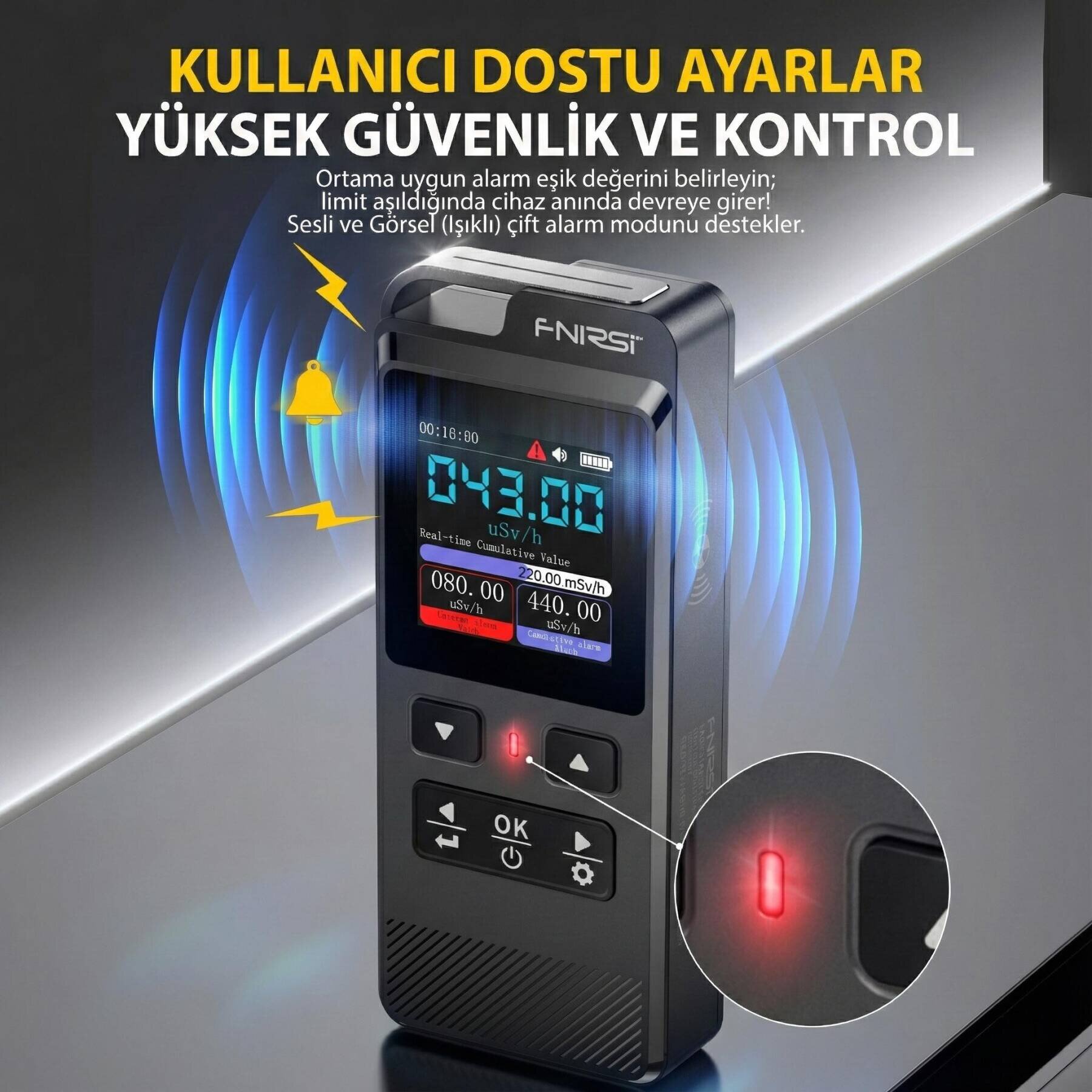 FNIRSI GC-02 Geiger Sayacı Radyasyon Ölçüm ve Analiz Cihazı - 2