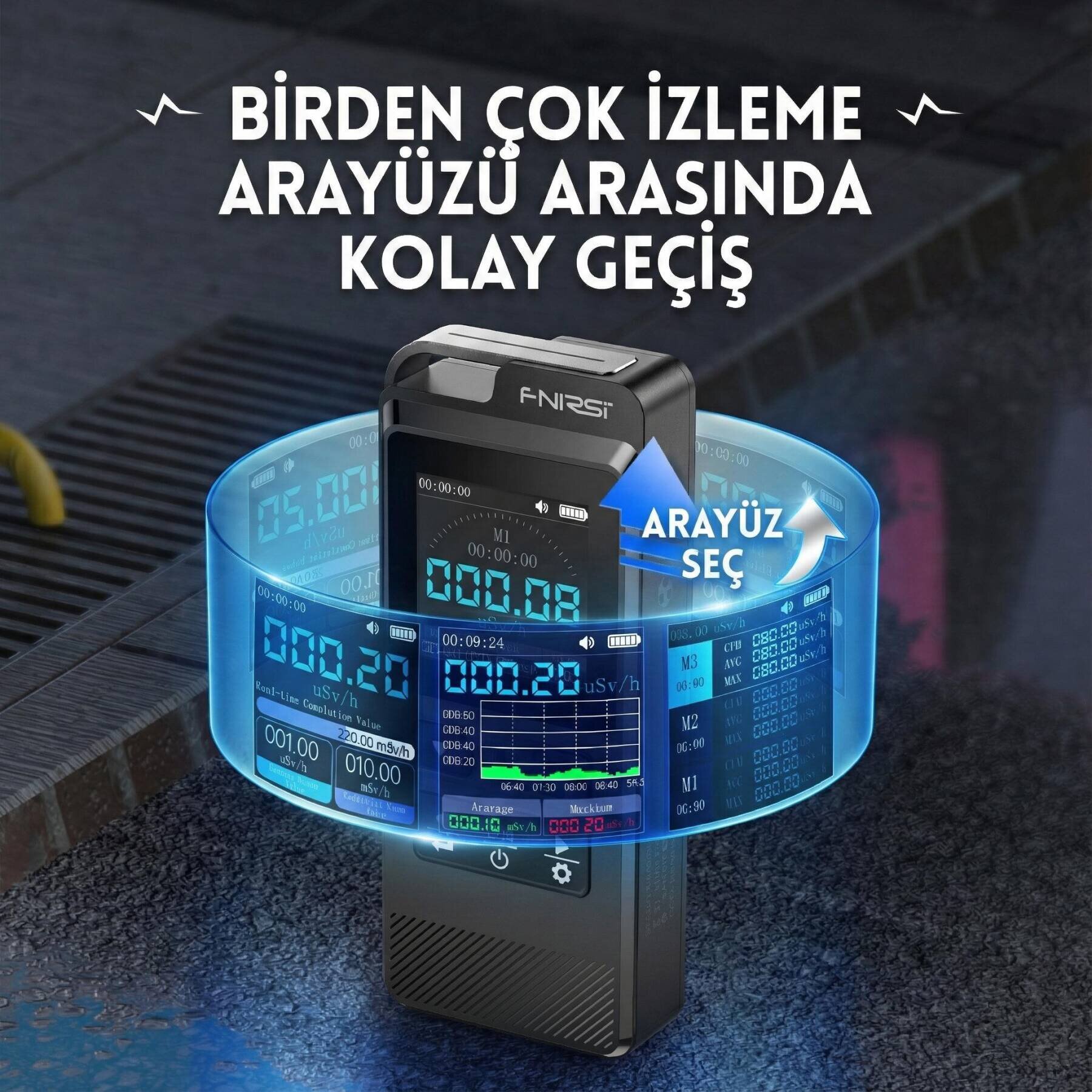 FNIRSI GC-02 Geiger Sayacı Radyasyon Ölçüm ve Analiz Cihazı - 5
