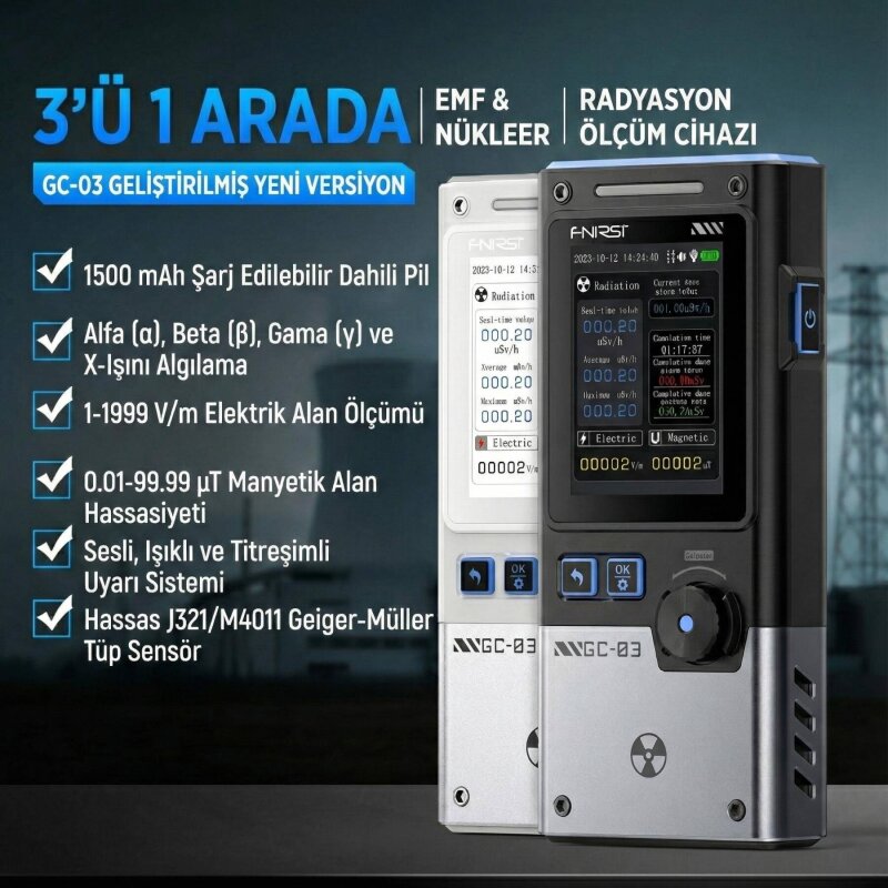 FNIRSI GC-03 Çok Fonksiyonlu Radyasyon Ölçüm ve Analiz Cihazı - 3