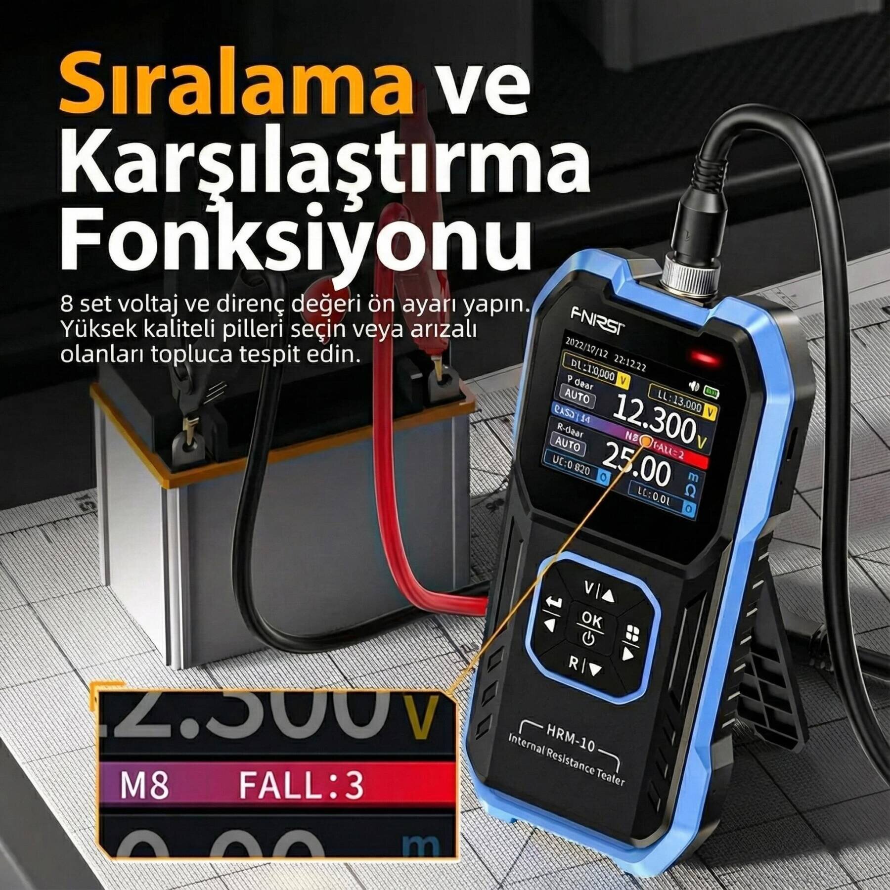 FNIRSI HRM-10 Akü Voltaj ve İç Direnç Ölçüm Test Cihazı - 4