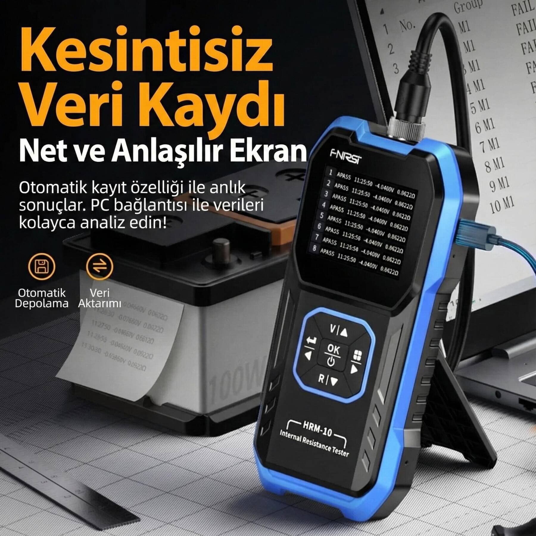 FNIRSI HRM-10 Akü Voltaj ve İç Direnç Ölçüm Test Cihazı - 5