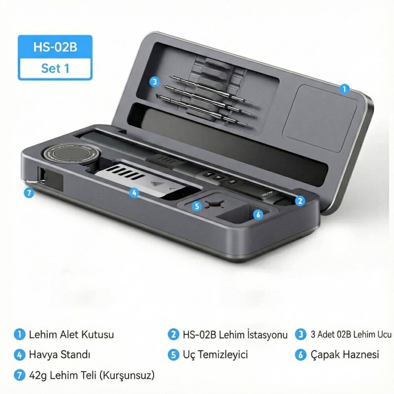 FNIRSI HS-02B Akıllı Dijital Lehim Havyası 3 Uçlu Set