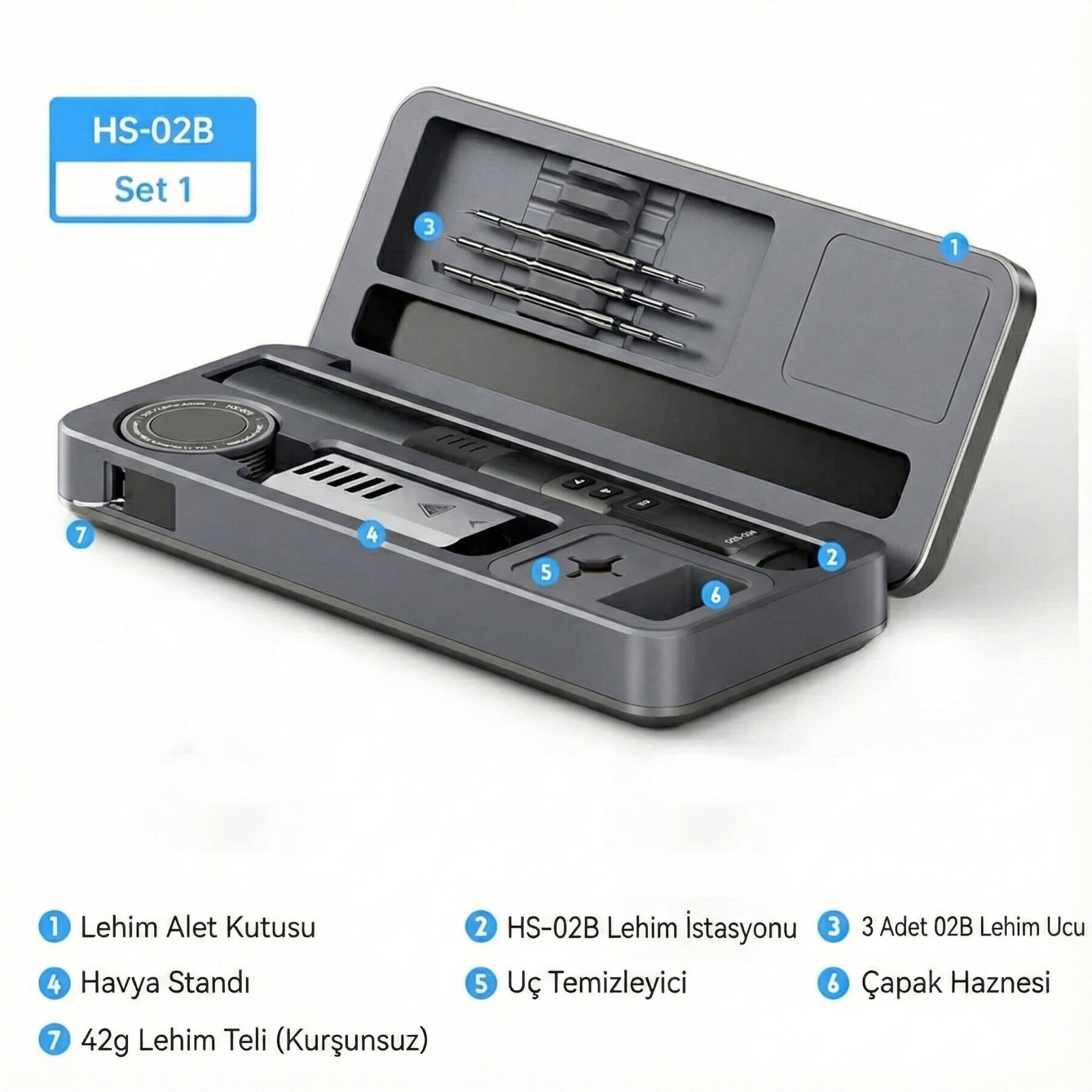 FNIRSI HS-02B Akıllı Dijital Lehim Havyası 3 Uçlu Set - 1