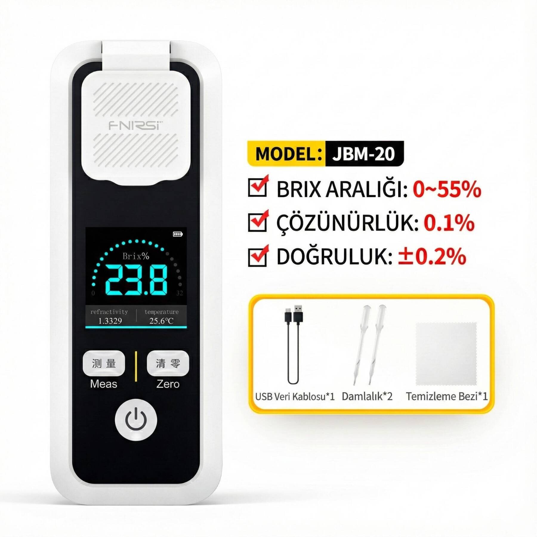 FNIRSI JBM-20 Dijital Brix Ölçüm Refraktometresi - 1