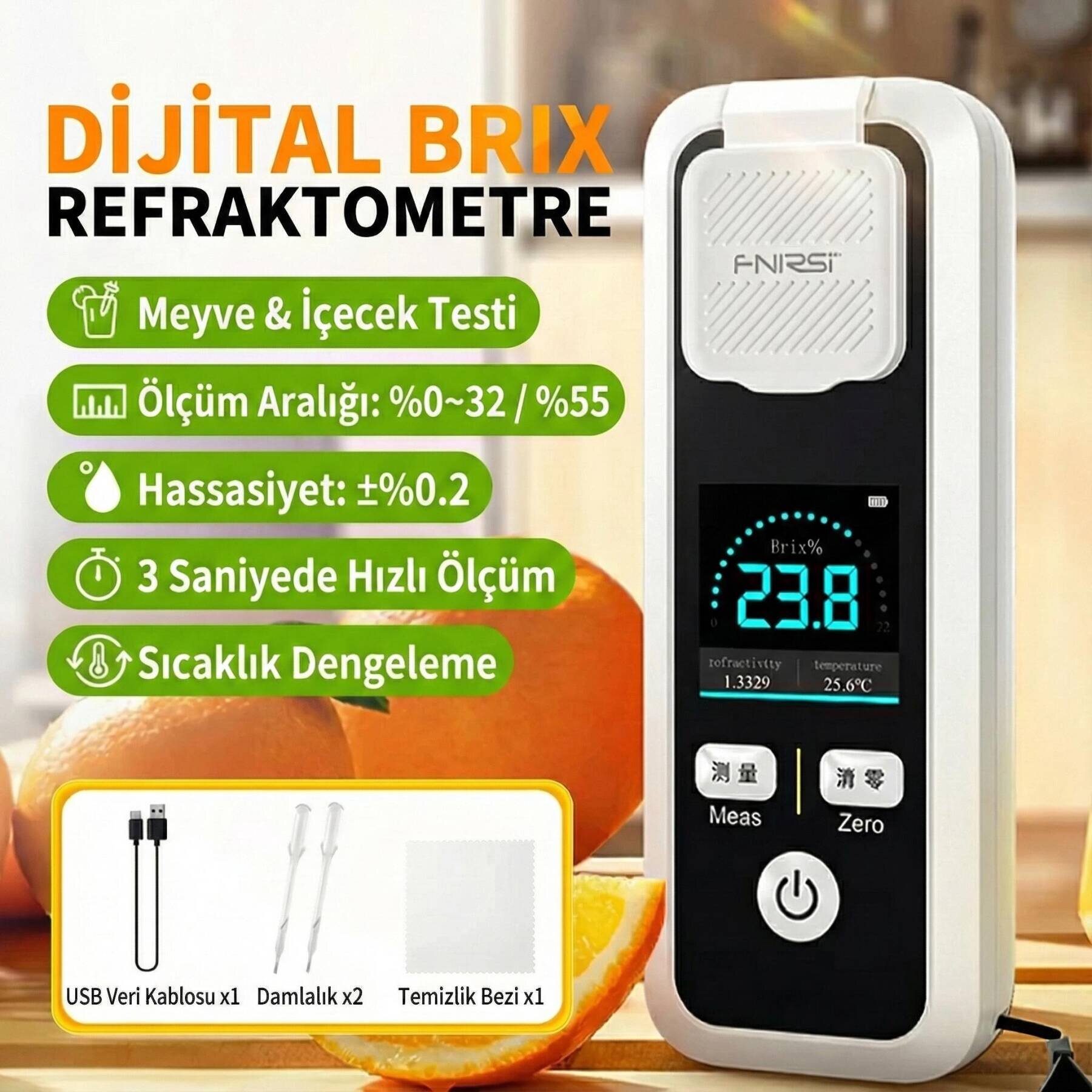 FNIRSI JBM-20 Dijital Brix Ölçüm Refraktometresi - 2
