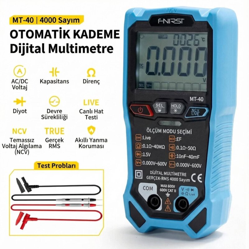 FNIRSI MT-40 Akıllı Dijital Multimetre 4000 Sayım - 2