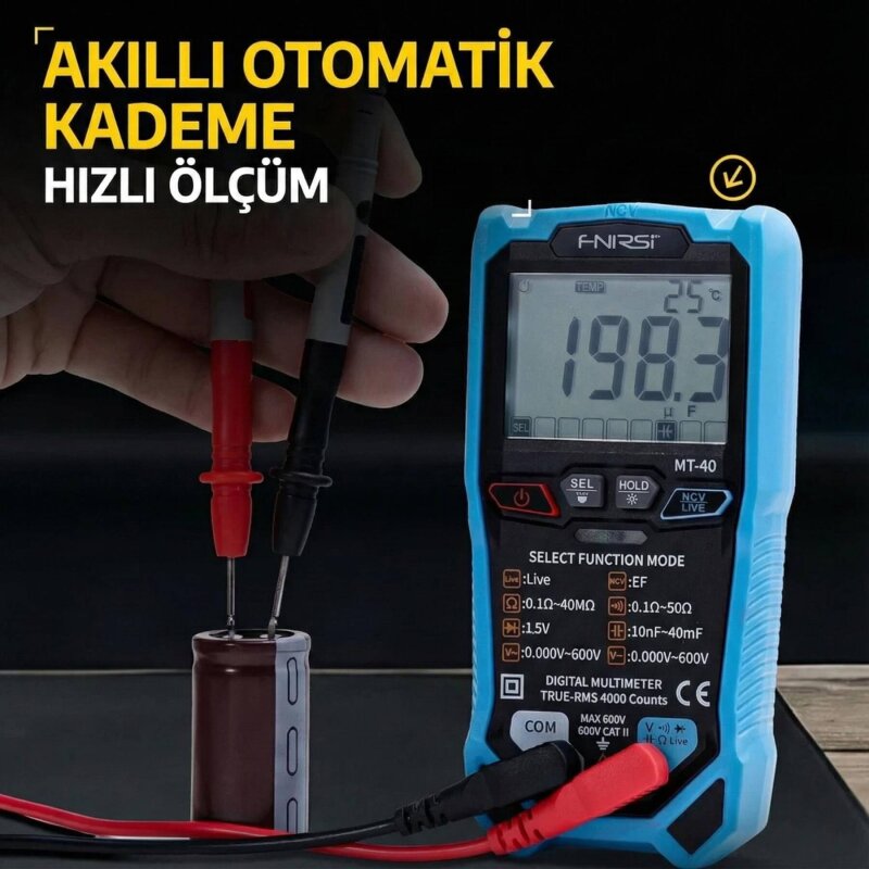 FNIRSI MT-40 Akıllı Dijital Multimetre 4000 Sayım - 5