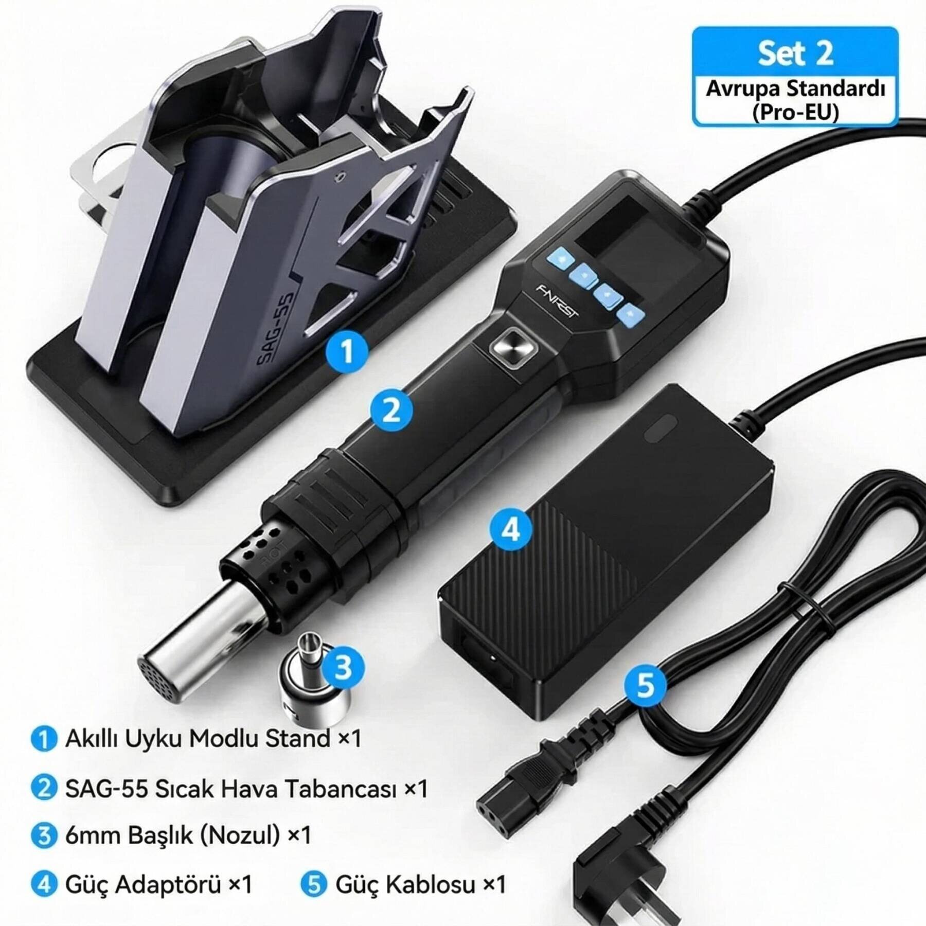 FNIRSI SAG-55 PRO Akıllı Dijital Sıcak Hava Tabancası 550W - 2