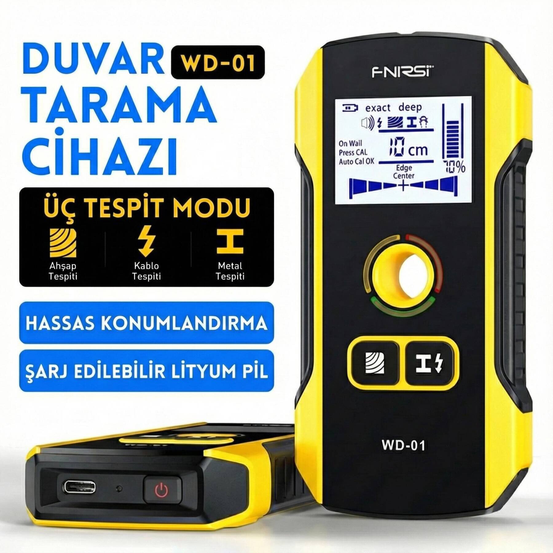 FNIRSI WD-01 Metal ve Kablo Tespit Özellikli Duvar Tarama Cihazı - 2