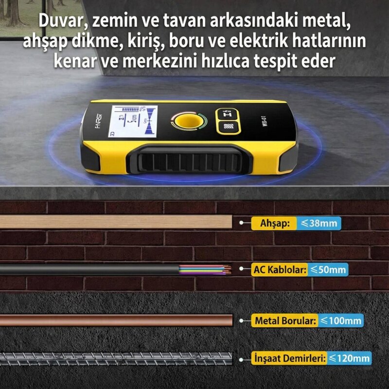 FNIRSI WD-01 Metal ve Kablo Tespit Özellikli Duvar Tarama Cihazı - 5