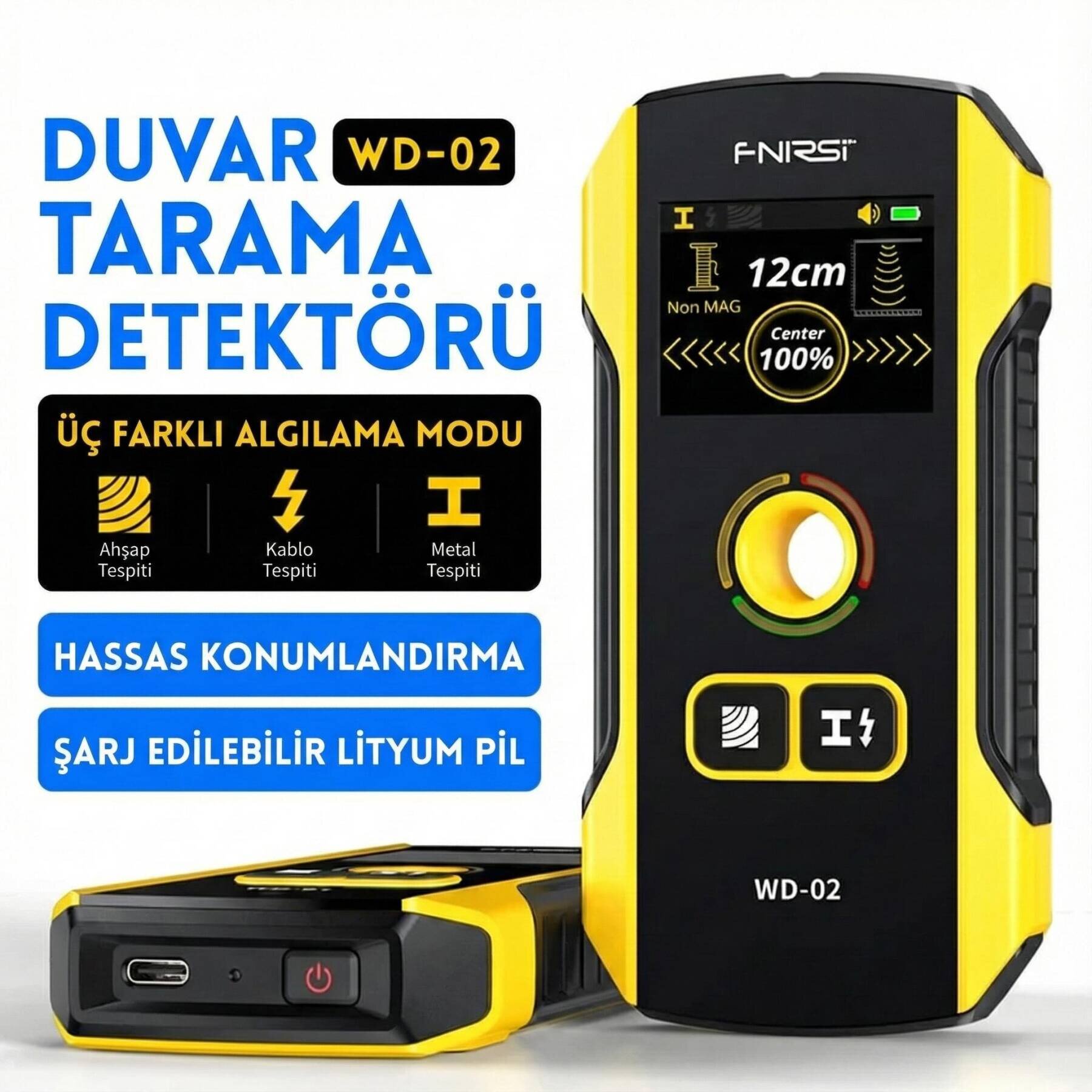 FNIRSI WD-02 Çok Amaçlı Metal ve Tesisat Algılama Duvar Tarayıcı - 2
