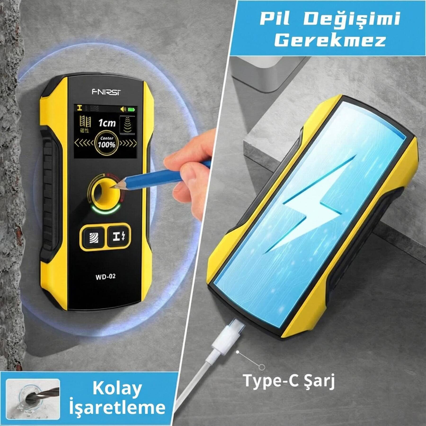 FNIRSI WD-02 Çok Amaçlı Metal ve Tesisat Algılama Duvar Tarayıcı - 4