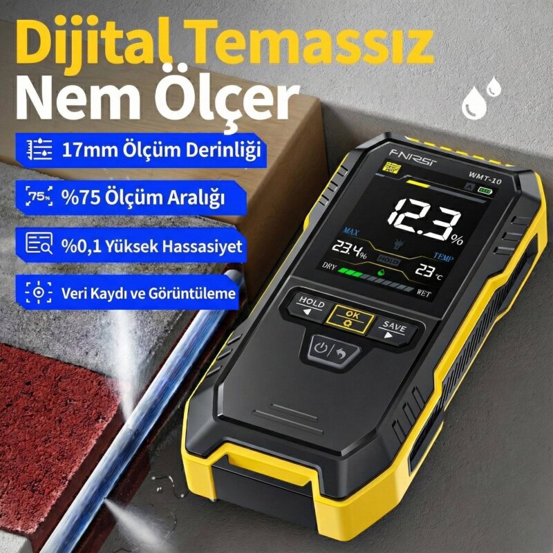 FNIRSI WMT-10 Temassız Endüktif Duvar ve Ahşap Nem Ölçüm Cihazı