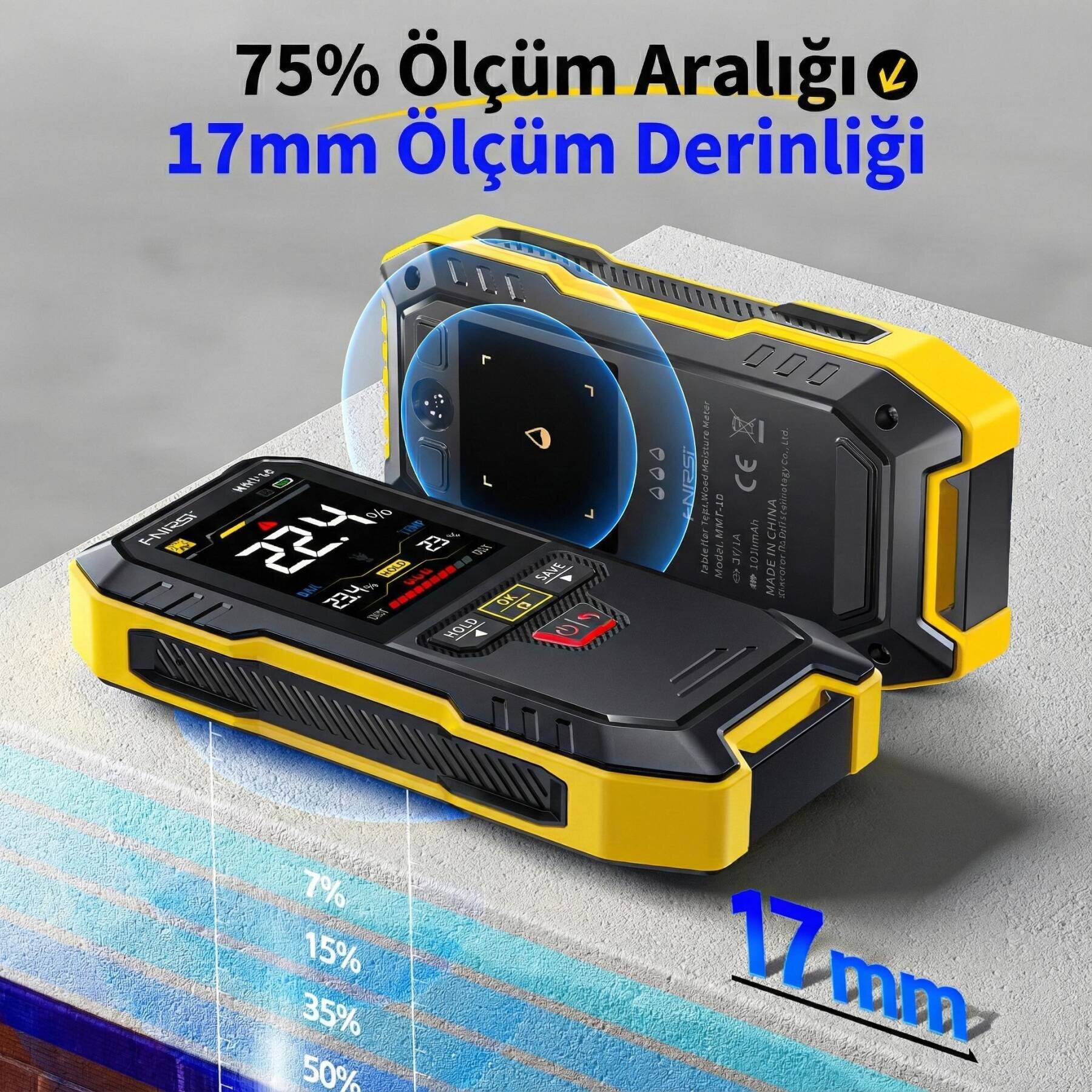 FNIRSI WMT-10 Temassız Endüktif Duvar ve Ahşap Nem Ölçüm Cihazı - 2