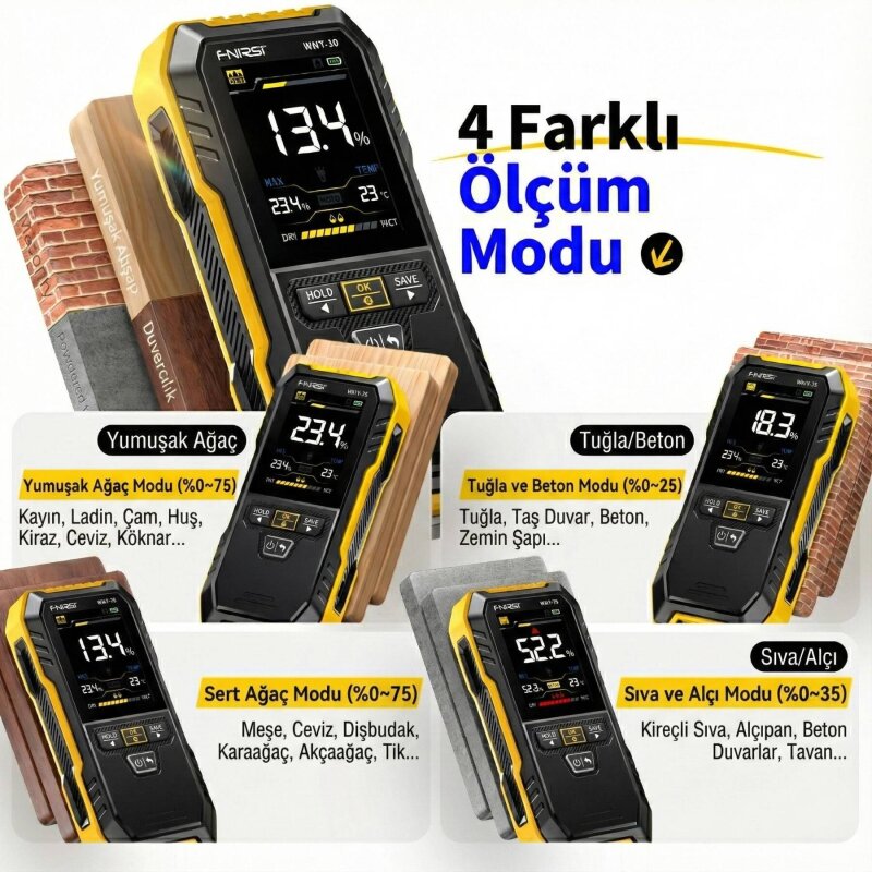 FNIRSI WMT-10 Temassız Endüktif Duvar ve Ahşap Nem Ölçüm Cihazı - 4
